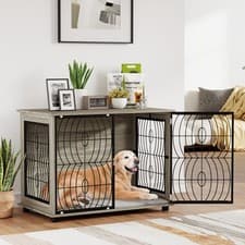 Image of PawHut Dog Crate Furniture End Table w/ Cushion for Large Dogs