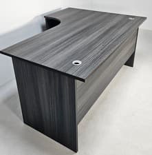 Image of Modern Grey Oak Left Hand Corner Office Desk - 1400mm 140cm 1.4m