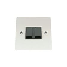 Image of 10A Double Light Switch 2 Gang 2 Way in Satin Brushed Matt Chrome Flat Style