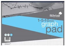 Image of Silvine A3 Professional Graph Pad. 50 Sheets , Printed 1-5-10mm Graph. Ref