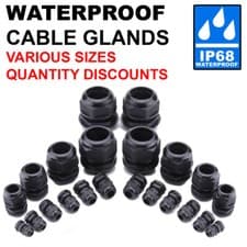 Image of CABLE GLAND IP68 WATERPROOF BLACK NYLON COMPRESSION M8/1012/16/18/20/22/25/32