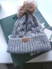 Image of Barbour Ladies Penshaw Cable Beanie. Grey. One Size. New With Lable Rrp £29.99