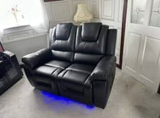 Image of New | Oxford 3+2 Electric Recliner | Usb,Led | Black Leather
