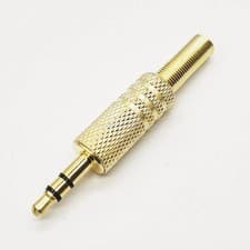Image of Gold 3.5mm 3 Pole TRS Stereo Male Jack Plug Audio Video Connector Replacement UK