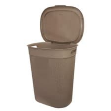 Image of 45 Litre Plastic Tall Slim Laundry Basket With Lid Handles Clothes Storage Box