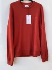 Image of Farah Tim Crew Men's 100% Cotton Sweatshirt Russet Size S Bnwt