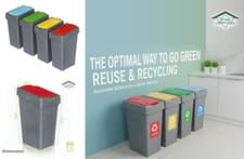 Image of 50L Large Recycling Rubbish Bin Kitchen Garden Waste Home Outdoor Indoor Dustbin