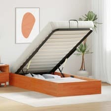 Image of Ottoman Bed Frame with Storage Wax Brown 75 x 190 cm