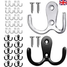 Image of 10/20Pcs Polished Chrome Metal Double Hat Coat Hooks Door Wall Robe Dress Hanger