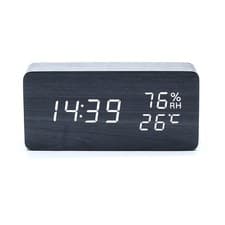 Image of Digital Alarm Clock Wooden LED Clock Time Temperature Calendar USB Alarm Desk