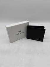 Image of PS Paul Smith Multi Stripe Billfold Black Leather Wallet Brand New