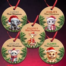 Image of Personalised Baby's First Christmas Bauble Tree Ornaments Gift For Baby Girl Boy