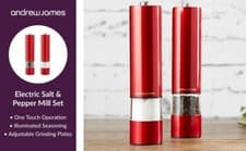 Image of Salt and Pepper Mill Set Large Stainless Steel Electronic in Red