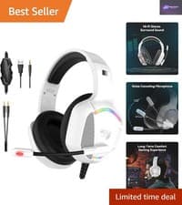 Image of Lightweight Multi-Platform Gaming Headset with Detachable Mic & RGB Lighting