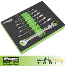 Image of Sealey Combination Spanner Set Flexible Head Ratchet Siegen Metric 7pc