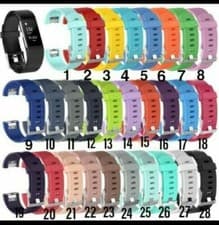 Image of Soft Silicone Replacement wristband Strap for Fitbit Charge 2 sml & lge UK STOCK