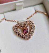 Image of Swarovski Una Heart Pink Rose Gold-Tone Plated Necklace Brand New In Box