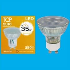 Image of 4x 3.5W (=35W) TCP LED GU10 Instant On Spot Light Bulbs Lamps Warm White 2700K