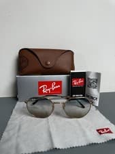 Image of Ray-Ban Jack RB3565 001/51 Arista Gold Sunglasses Clear Gradient Blue. RRP 164£