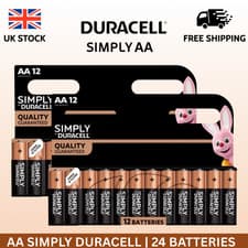 Image of 24 PACK DURACELL SIMPLY AA BATTERIES LONG LASTING ALKALINE POWER | UK STOCK