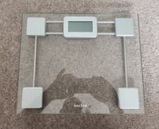 Image of Salter Compact Glass Electronic Bathroom Scale Digital Weight 9081 SV3R Silver
