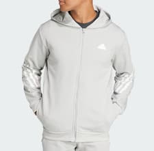 Image of adidas Hoodie Mens - Full Zip Hoody Grey - 3 Stripes Future Icons - All Sizes