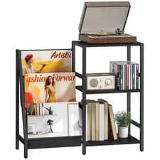 Image of HOMCOM Record Player Stand, 3-Tier Side Table with Vinyl Record Storage