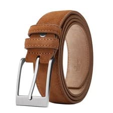 Image of Genuine Cow Suede Leather Belt Men Women Plaid Jeans Pin Buckle Classic