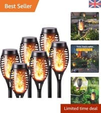 Image of 6 Pack Solar Flickering Dancing Flame Lights Waterproof Solar Torch Lights fo...
