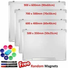 Image of Magnetic Whiteboard Small Large White Board Dry Wipe Office Home School Notice