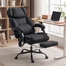 Image of HOMCOM Massage Office Chair Heated Reclining Computer Chair with Wheels, Black