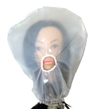 Image of PVC Sissy Punishment Mask white Vinyl Slave Hood Humiliation Roleplay semi clr