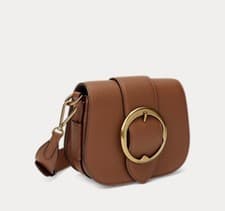 Image of Ralph Lauren Gold Buckle Tan Leather Crossbody Bag Brand New