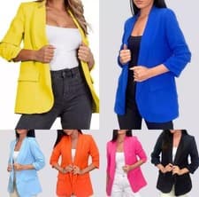 Image of Women’s Stylish Ruched Sleeve Blazer – Casual to Formal Tailored Jacket