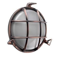 Image of Bulkhead light nautical Outdoor Wall Light Antique Copper IP64 Opal Glass E27