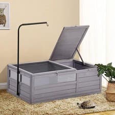 Image of Wooden Tortoise House Large Tortoise Habitat Cage, Indoor Tortoises Enclosure