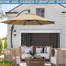 Image of 3m Cantilever Parasol Overhanging Patio Umbrella with Crank Handle Garden Shade