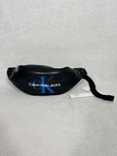 Image of Calvin Klein, Unisex Black + Blue Faux Leather Bum Bag, Medium Sized - Brand New