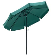 Image of Outsunny 2.7m Patio Umbrella Garden Parasol with Crank, Ruffles, 8 Ribs, Green