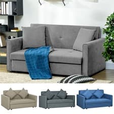 Image of Convertible 2 Seater Sofa Bed with Hidden Storage, 2 Cushions