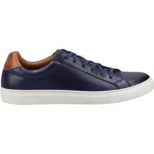 Image of Hush Puppies Mens Colton Leather Trainers - Navy