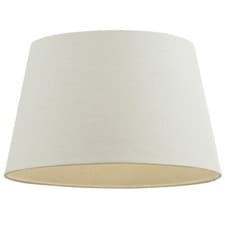 Image of 12" Inch Round Tapered Drum Lamp Shade Ivory Linen Fabric Cover Simple Elegant