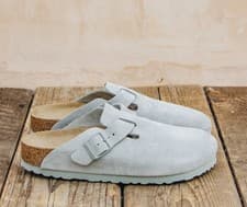 Image of BNIB Birkenstock Boston Pure Sage Suede Leather Size 5.5 Narrow