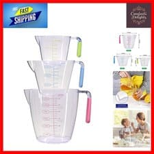 Image of Accurate Clear Measuring Jug Set, Ergonomic Grip, 200/400/900 ML, 3-Piece