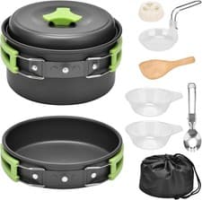 Image of Qtiwe 10 Pcs Outdoor Camping Tableware Set - 1-2 Person Mess Kit & Gavette Set