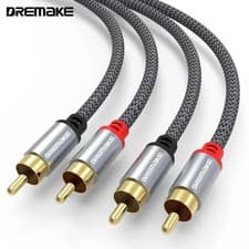 Image of RCA Cable 2 RCA to 2RCA Stereo Audio Cord Gold Plated Premium Sound Quality Plug