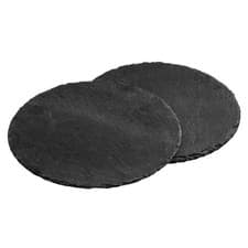 Image of Set of 2 Modern Slate Dark Grey Placemats Large Stone Tableware Serve Board