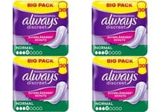Image of 120X Always Discreet Incontinence Pads Women, Normal, Absorbency 4, (30x4 packs)