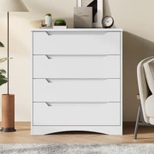 Image of 4 Drawer Chest of Drawers Bedroom Furniture Storage Cabinet Anti-Tip Modern