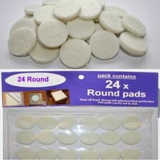 Image of 24 Felt Self Adhesive Cream Pads Protects Wood Vinyl Laminate Floors 20mm Diam